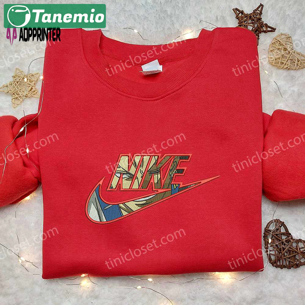 Roronoa zoro x nike embroidered hoodie & one piece shirt: stylish nike inspired embroidery Embroidered Shirt