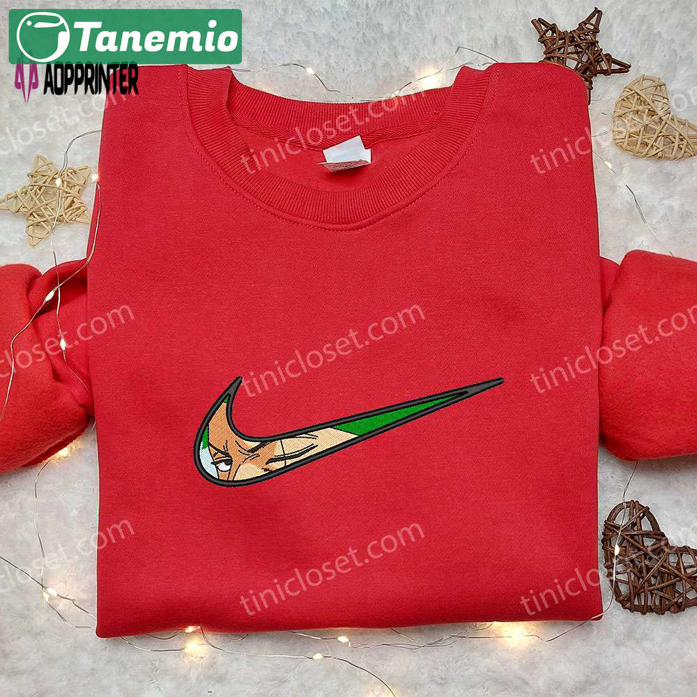 Roronoa zoro x nike hoodie & shirts: embroidered one piece & nike inspired apparel Embroidered Shirt