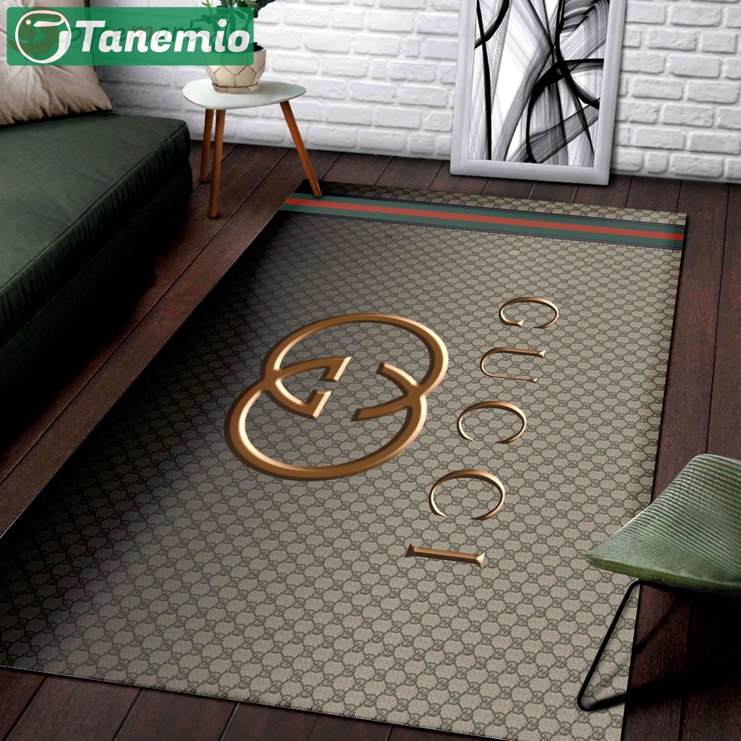 Rugs in living room and bedroom - Gucci logo rug brown living room carpet - rugs Rectangle Rug