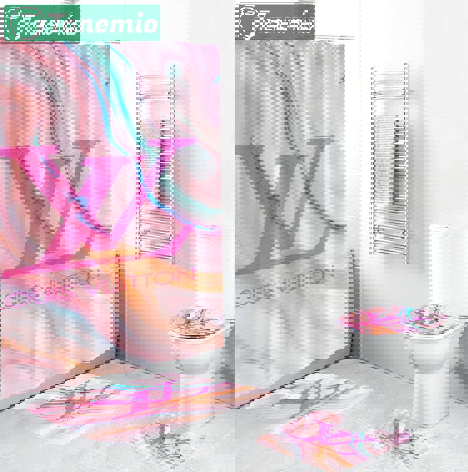 Rugs in living room and bedroom - Louis vuitton lv abstract bathroom set hot 2023 luxury shower curtain bath rug mat home decor 115 Bathroom Accessory Sets