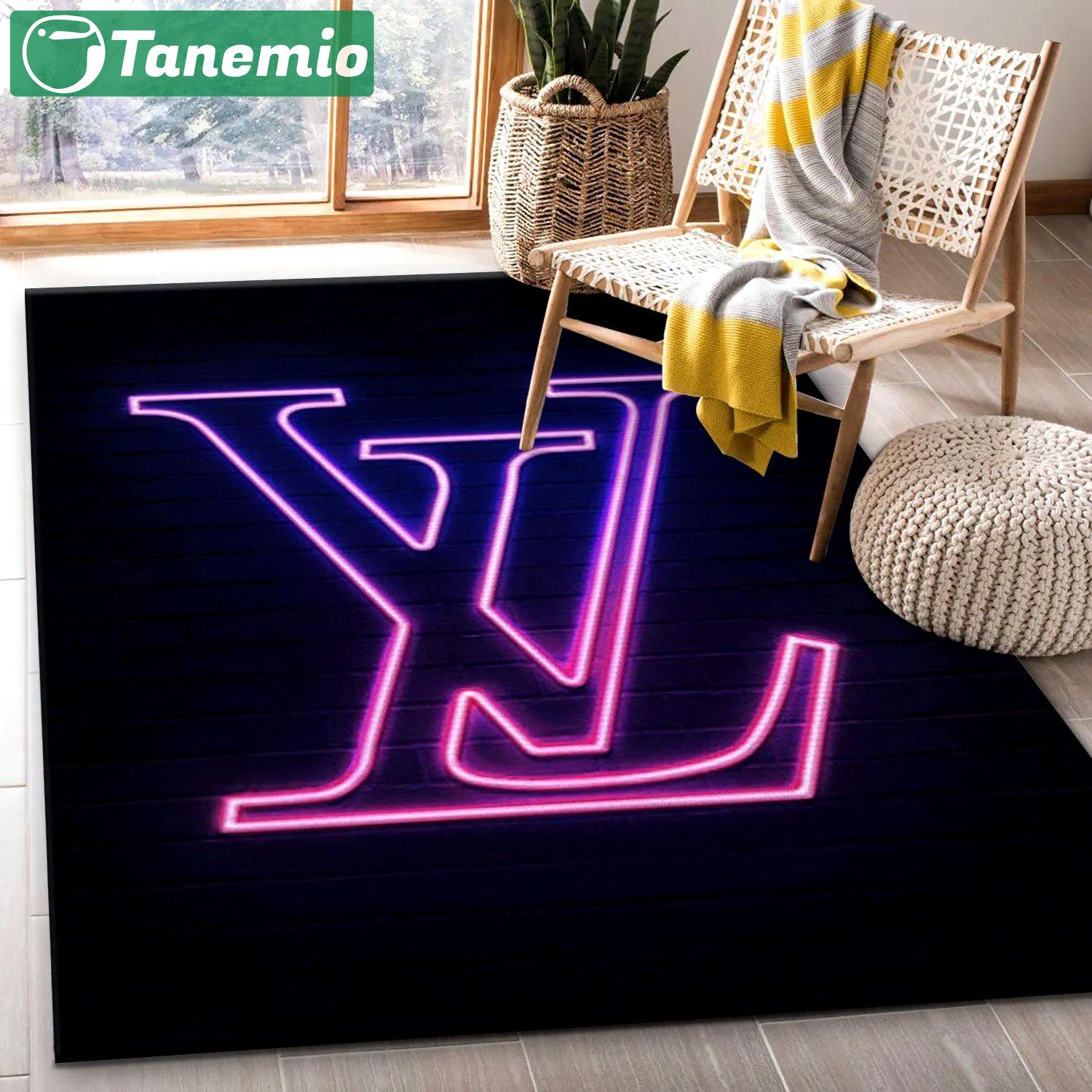 Rugs in living room and bedroom - Louis vuitton neon rectangle rug living room rug carpet christmas gift floor mats keep warm in winter Rectangle Rug