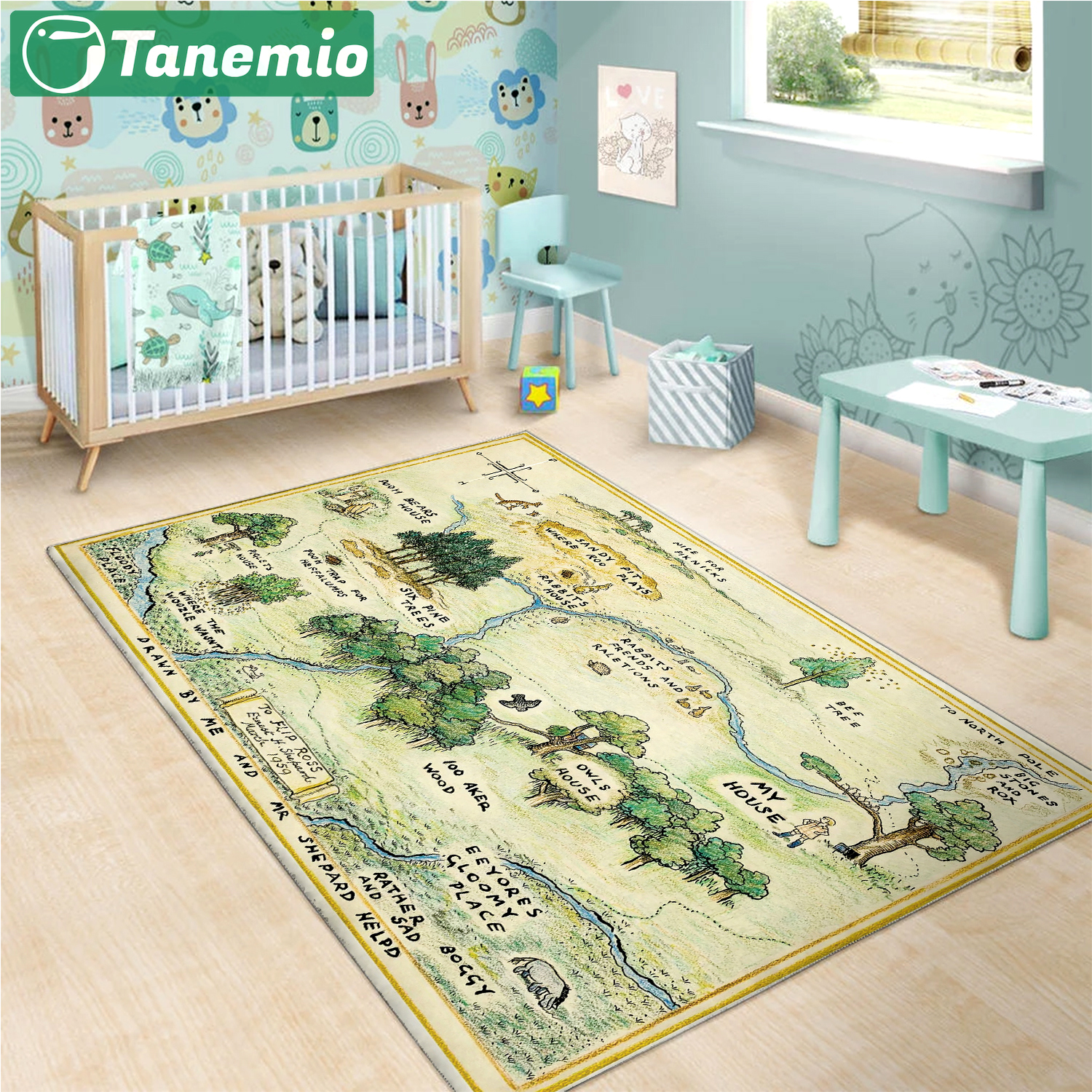 Rugs in living room and bedroom 100 acre wood map rug Rectangle Rug