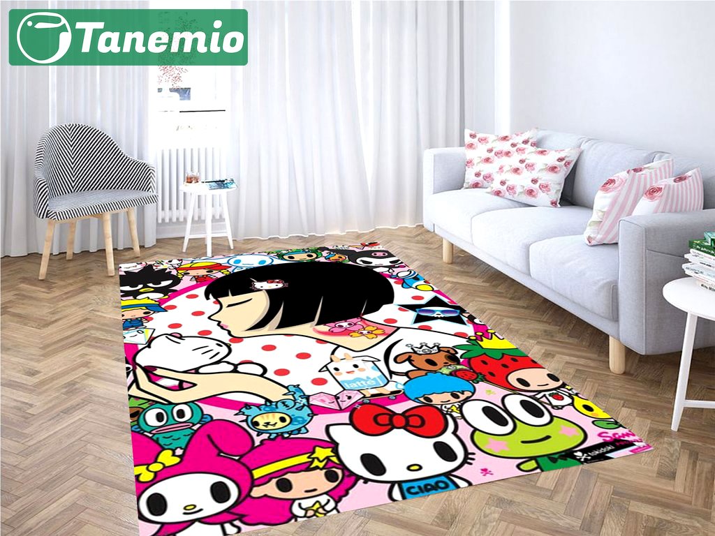 Rugs in living room and bedroom hello kitty art Rectangle Rug