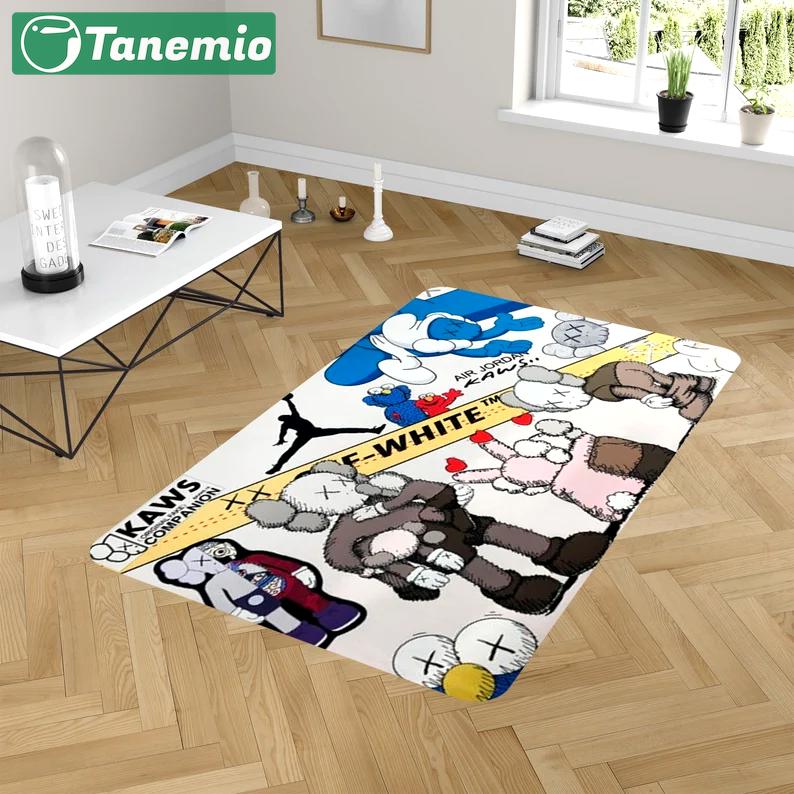 Rugs in living room and bedroom kaw off-white rug - kaw cartoon rug - kaw carpet- kaw area rug- kaw rug- hypebeast rug- kaw rug for boy- cartoon rug- boyfriend gift Rectangle Rug
