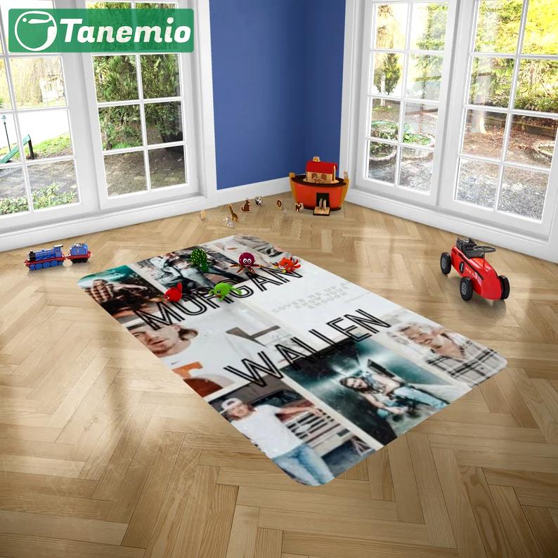 Rugs in living room and bedroom retro morganwallen modern rug - wallen hardy art rug - vintage retro wallen rug- wallen western carpet- hardy room decor rug- best gift Rectangle Rug