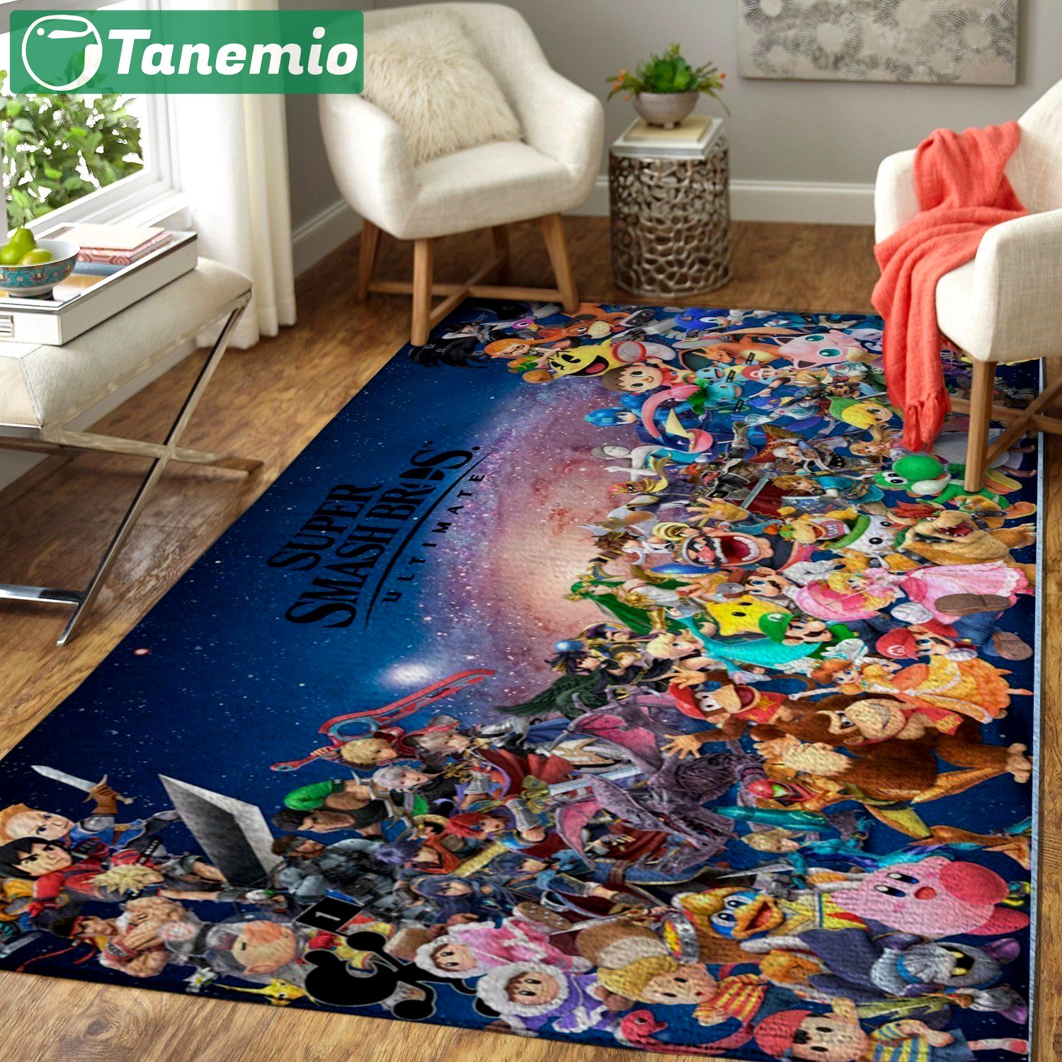 Rugs in living room and bedroom super smash bros. ultimate area rug nintendo video game carpet- gamer living room rugs- floor decor 19091601 Rectangle Rug