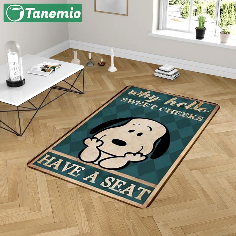 Rugs in living room and bedroom sweet cheeks have a seat rug - cute dog rug - dog lover gift- vintage rug- love snoopy rug- bathroom rug- snoopy rug- funny bathroom rug Rectangle Rug