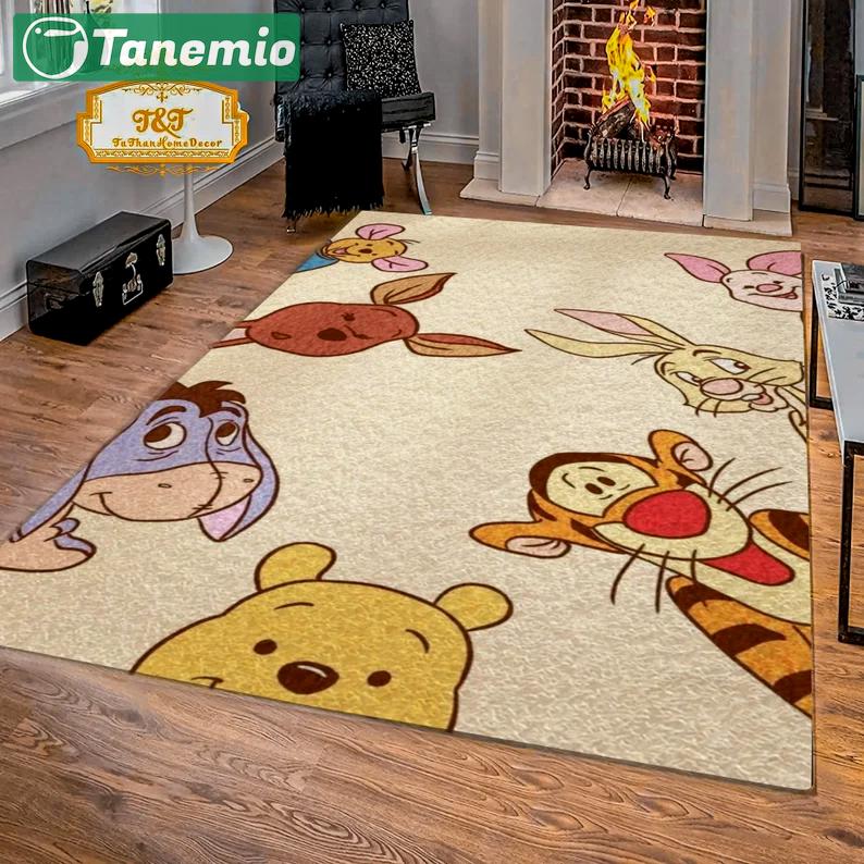 Rugs in living room and bedroom winnie the pooh with friends rug - winnie pooh cartoon rug - winnie the pooh carpet- christmas gift- kids room rug- baby gift- nursery rug Rectangle Rug