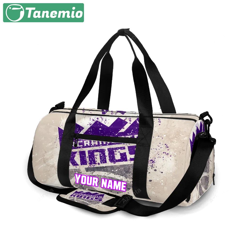 Sacramento kings emblem texture brush personalized name travel bag gym bag 2375 Travel Bag