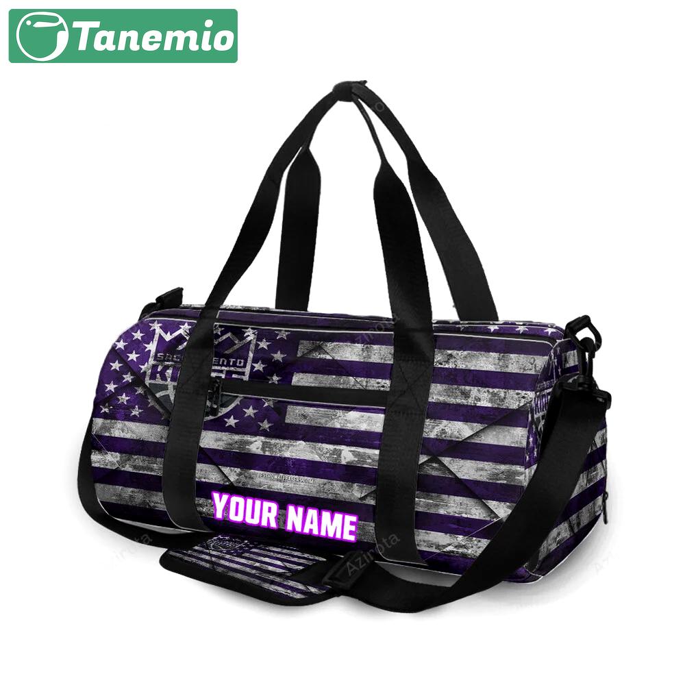 Sacramento kings emblem texture flag personalized name travel bag gym bag 2338 Travel Bag