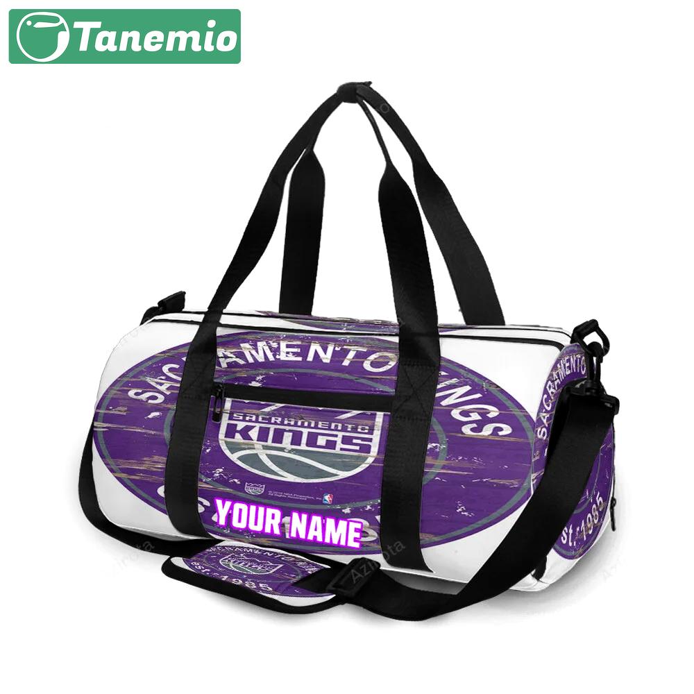 Sacramento kings emblem vintage personalized name travel bag gym bag 2247 Travel Bag