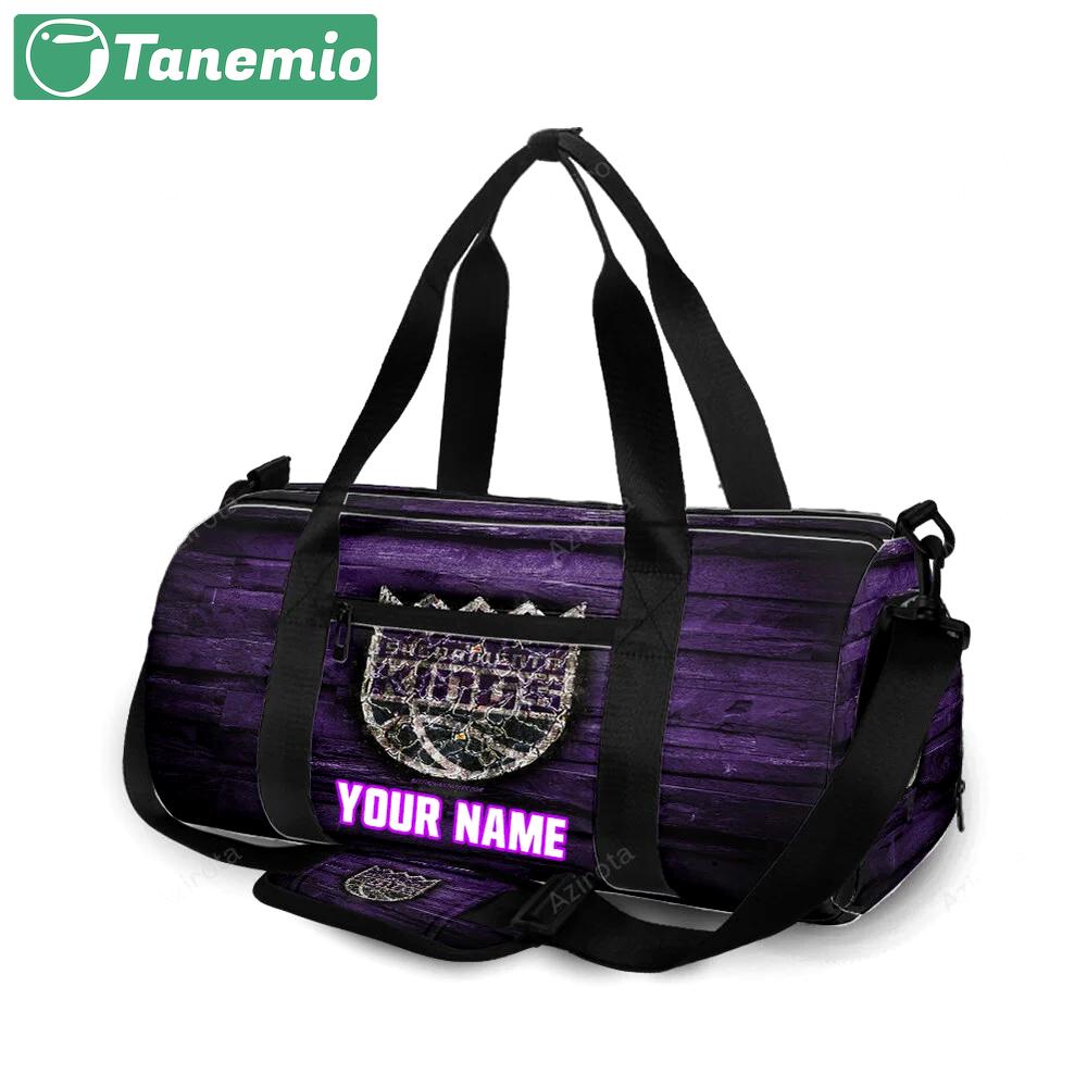 Sacramento kings emblem wood2 personalized name travel bag gym bag 2307 Travel Bag