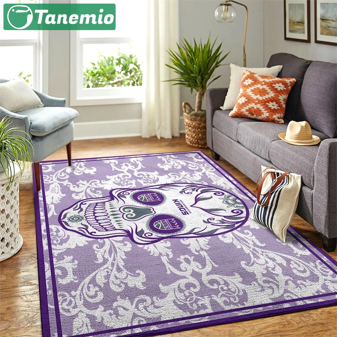 Sacramento kings nba rug skull flower style living room carpet regtangle carpet Rectangle Rug