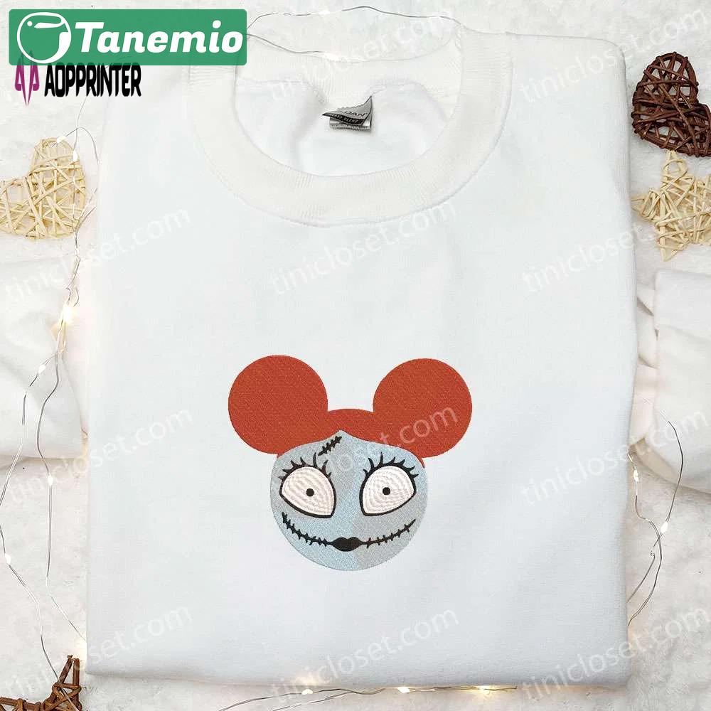 Sally x mickey nightmare before christmas embroidered shirt: best disney halloween gift for family Embroidered Shirt