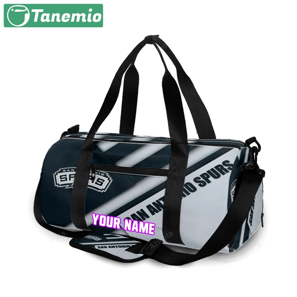 San antonio spurs black white personalized name travel bag gym bag 2384 Travel Bag