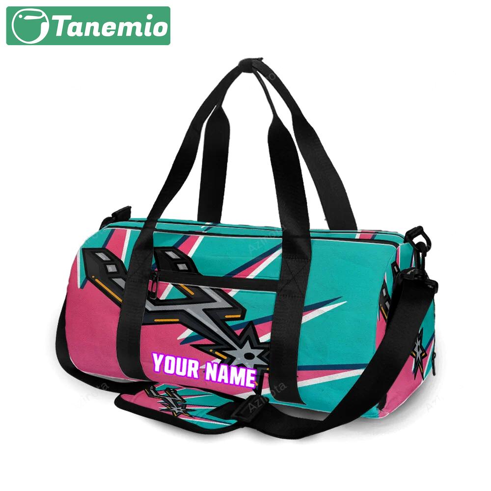 San antonio spurs blue pink personalized name travel bag gym bag 2289 Travel Bag