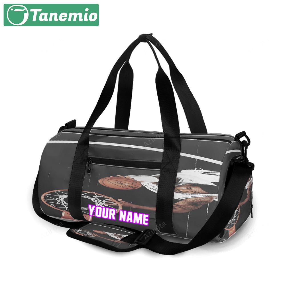 San antonio spurs player throwing ball personalized name travel bag gym bag 2256 Travel Bag