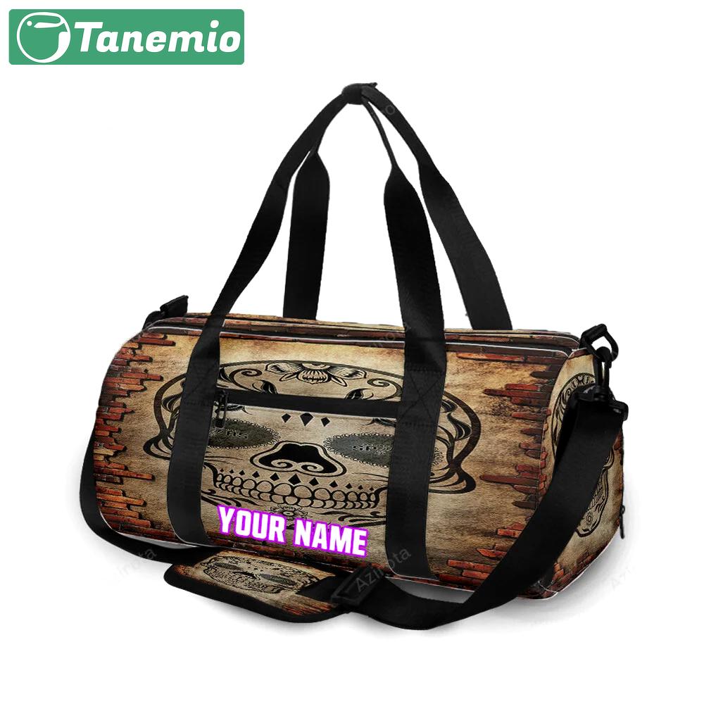 San antonio spurs skull brick wall personalized name travel bag gym bag 2358 Travel Bag