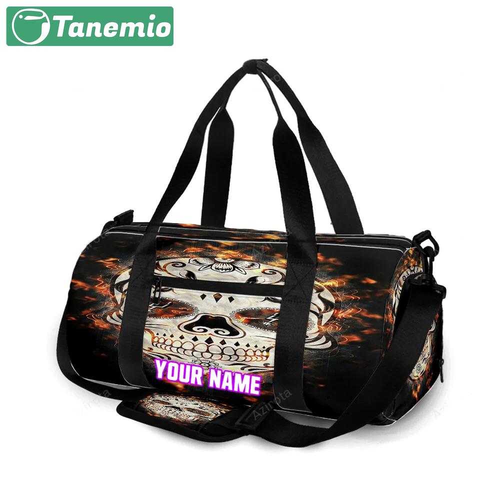 San antonio spurs skull fire personalized name travel bag gym bag 2640 Travel Bag