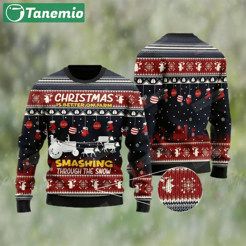 Santa claus with reindeer cow for unisex ugly christmas sweater Christmas Ugly Sweater