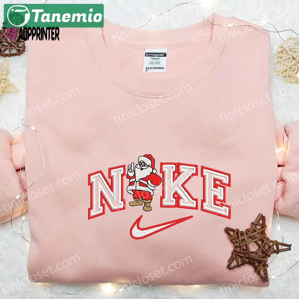 Santa claus x nike embroidered hoodie – festive christmas sweatshirt custom design Embroidered Shirt