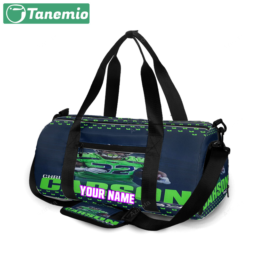 Seattle seahawks chris carson1 personalized name travel bag gym bag 2091 Travel Bag