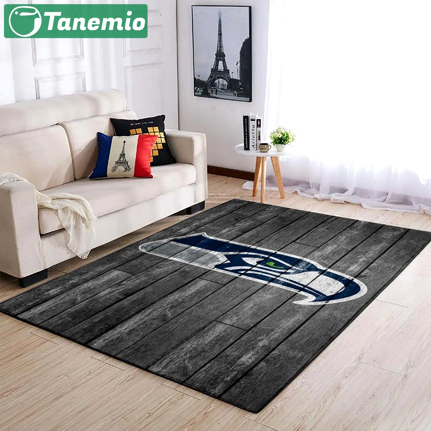 Seattle seahawks nfl area rugs wooden style living room regtangle carpet Rectangle Rug