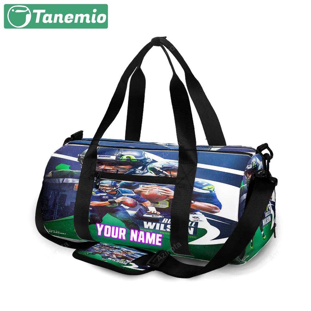 Seattle seahawks russell wilson6 personalized name travel bag gym bag 774 Travel Bag