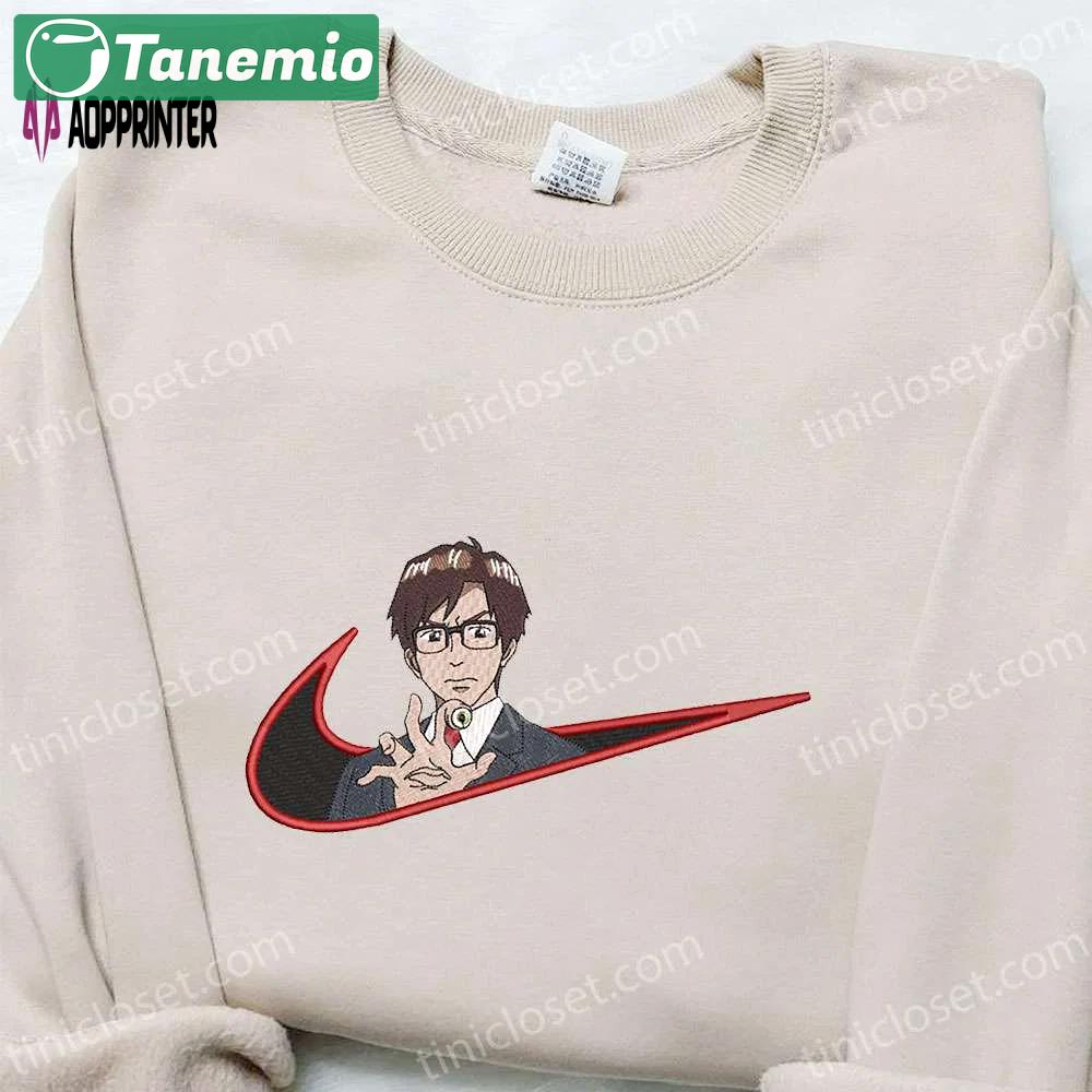 Shinichi izumi x nike swoosh anime embroidered hoodie & shirts: kiseijuu & nike inspired apparel Embroidered Shirt
