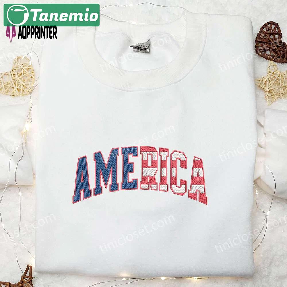 Show your patriotism with america embroidered shirt – perfect national day gift! Embroidered Shirt