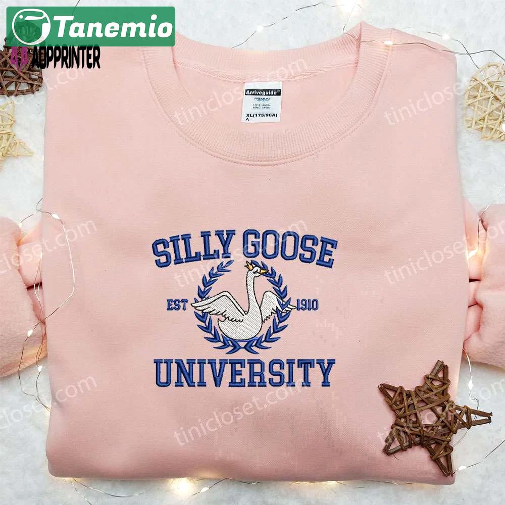 Silly goose university embroidered shirt – animal & cute design Embroidered Shirt