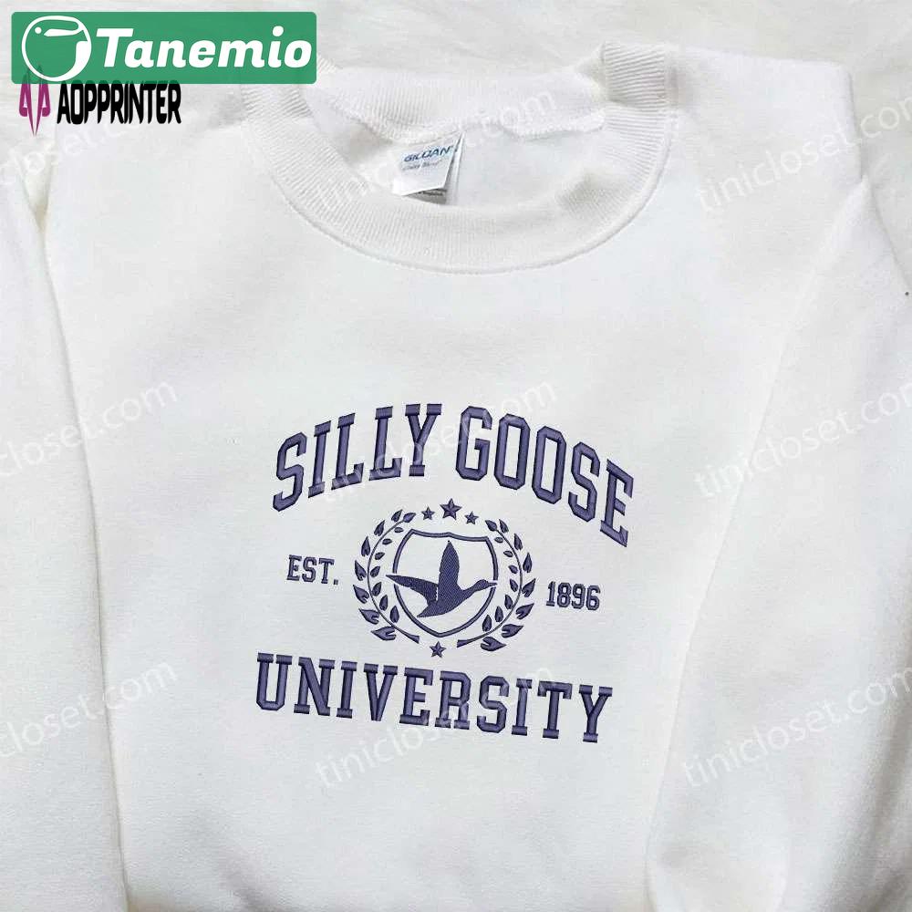 Silly goose university est 1896 embroidered shirt – animal design perfect graduation gift Embroidered Shirt