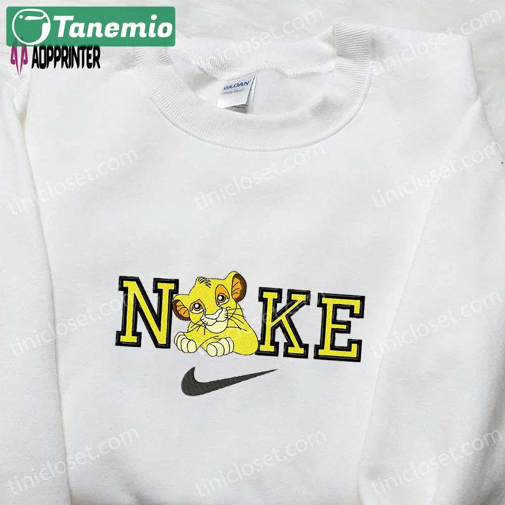 Simba x nike cartoon embroidered shirt – nike inspired best family gift Embroidered Shirt