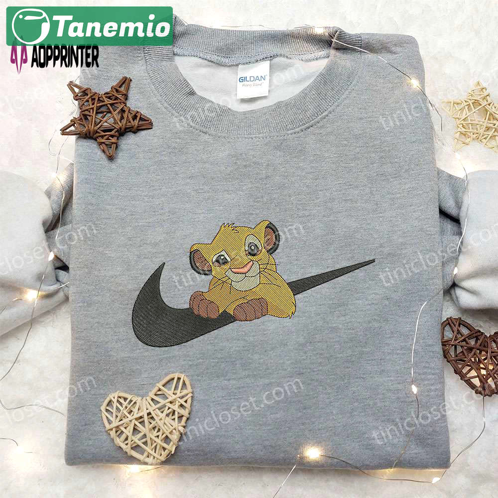 Simba x nike swoosh embroidered sweatshirt: disney lion king inspired shirt Embroidered Shirt