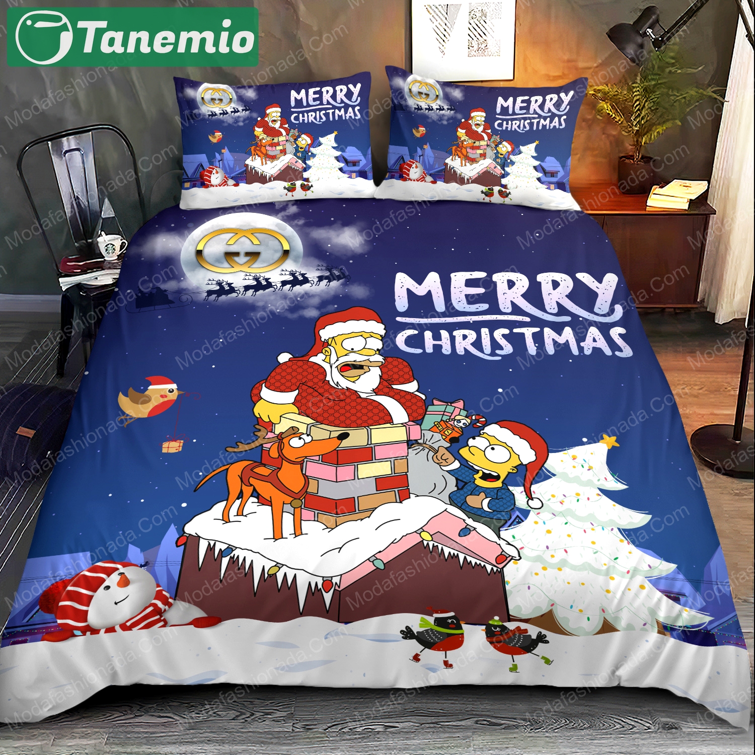 Simpson family gucci merry christmas bedding sets  model 25 home decoration Bedding Sets