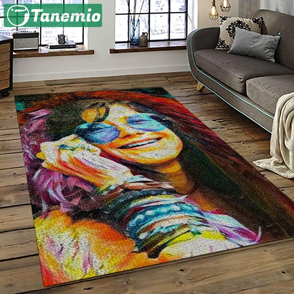 Singer janis joplin music carpet rectangle area rug for living room bedroom decor jj39 Rectangle Rug