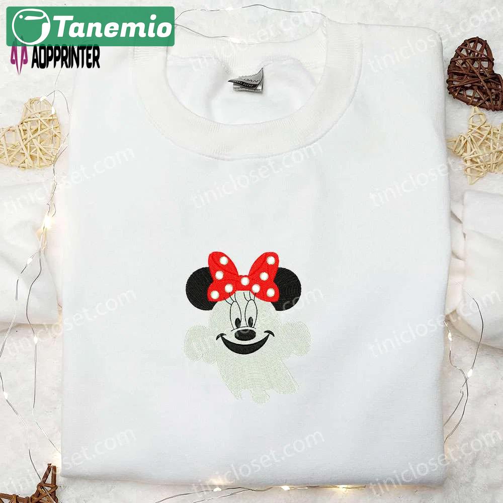 Smiling boo minnie embroidered shirt: best disney halloween gift for family Embroidered Shirt