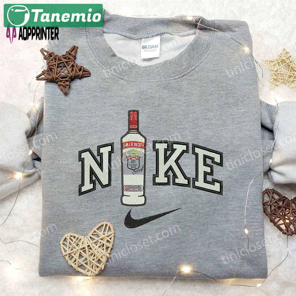 Smirnoff x nike embroidered sweatshirt: favorite drink & nike inspired shirt Embroidered Shirt