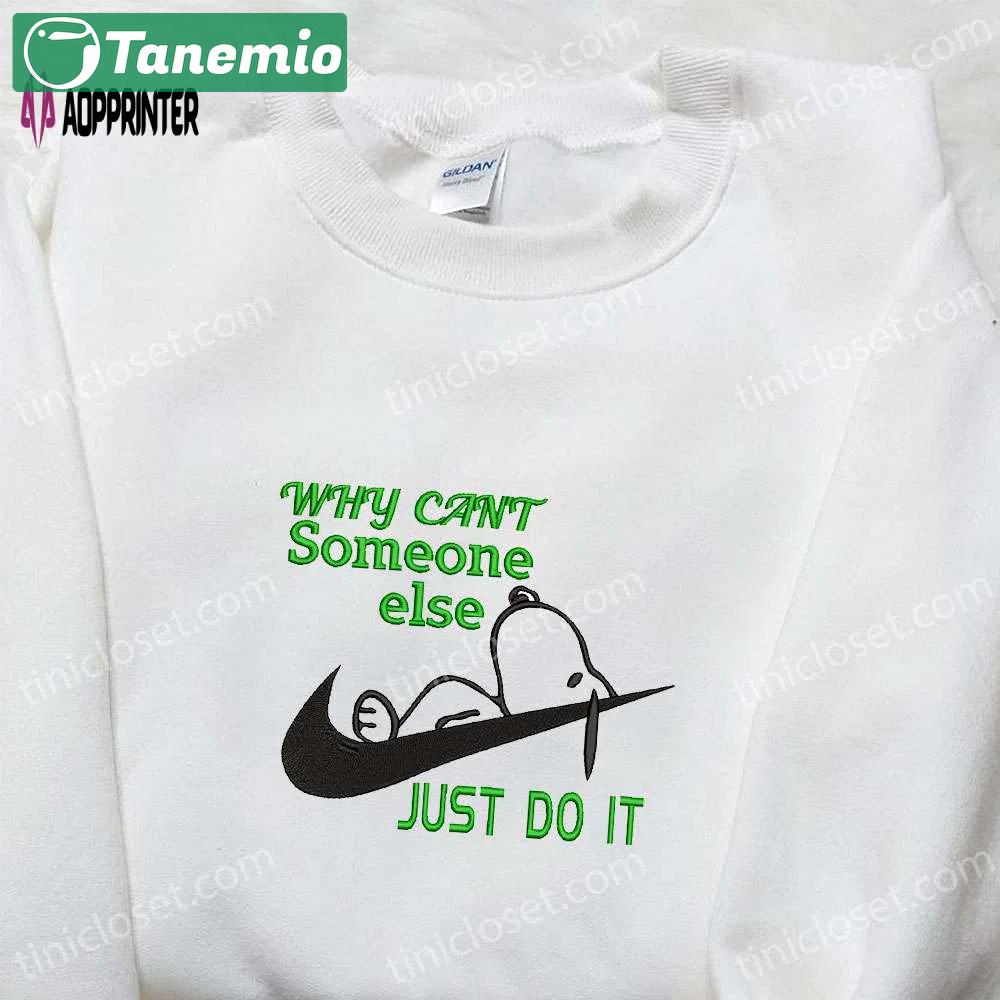 Snoopy just do it x nike embroidered tshirt – nike inspired shirt perfect family gift Embroidered Shirt