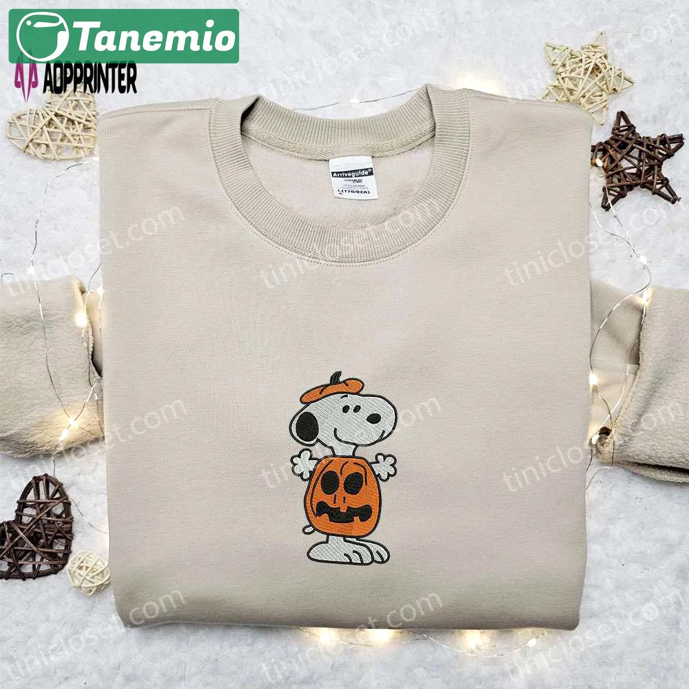 Snoopy pumpkin embroidered shirt & peanuts halloween sweatshirt – best family halloween gift ideas Embroidered Shirt