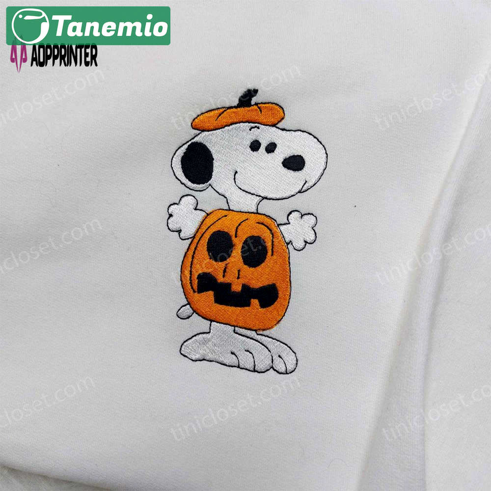 Snoopy pumpkin embroidered sweatshirt: cute halloween gift for friends Embroidered Shirt