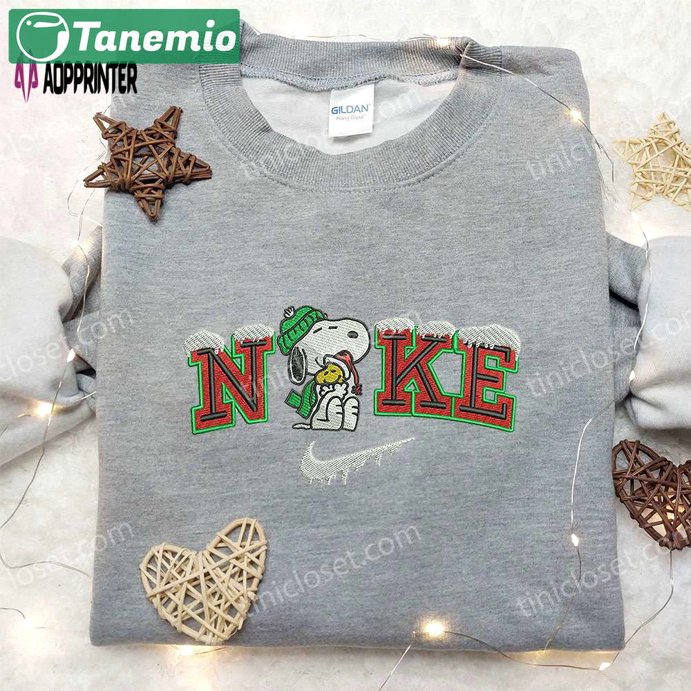 Snoopy & woodstock x nike embroidered sweatshirt: best nike inspired christmas gift Embroidered Shirt