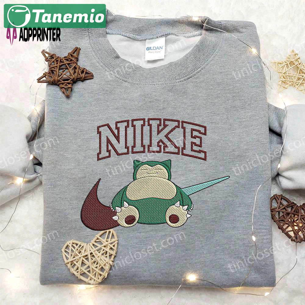 Snorlax x nike embroidered sweatshirt: pokemon & nike inspired shirt Embroidered Shirt
