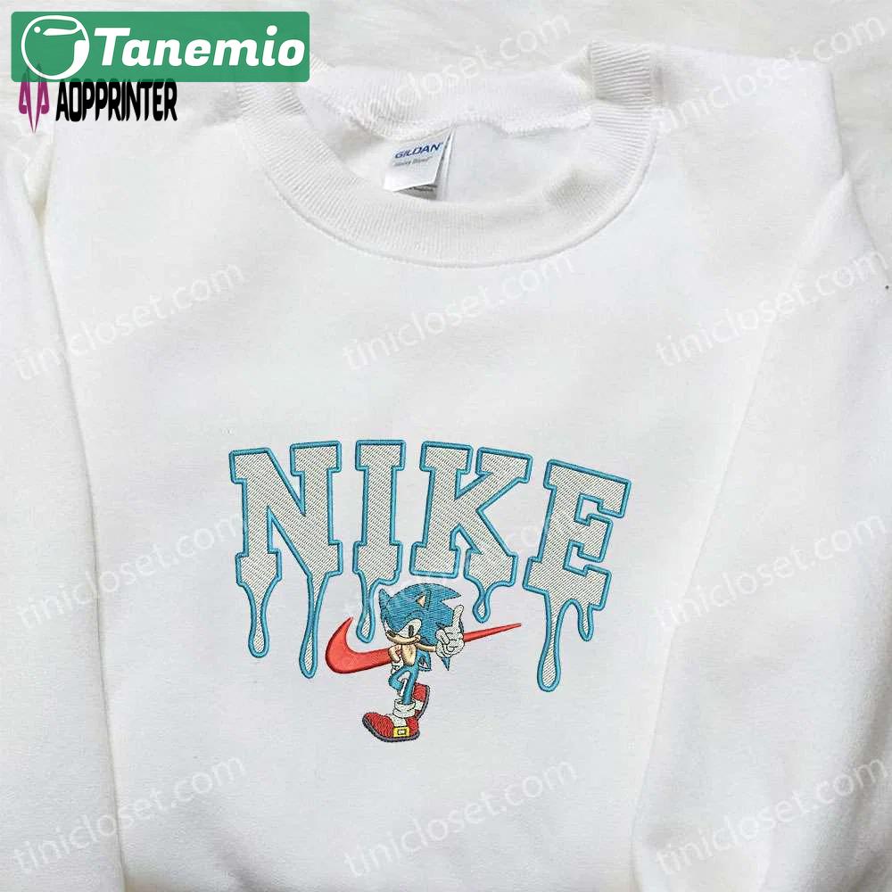 Sonic x nike cartoon embroidered hoodie & shirt: best birthday gift ideas Embroidered Shirt
