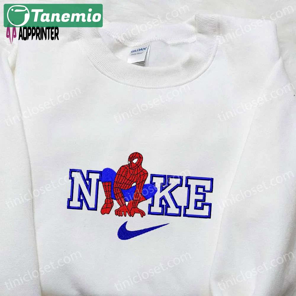Spider-man x nike movie embroidered shirt: custom gift for family Embroidered Shirt