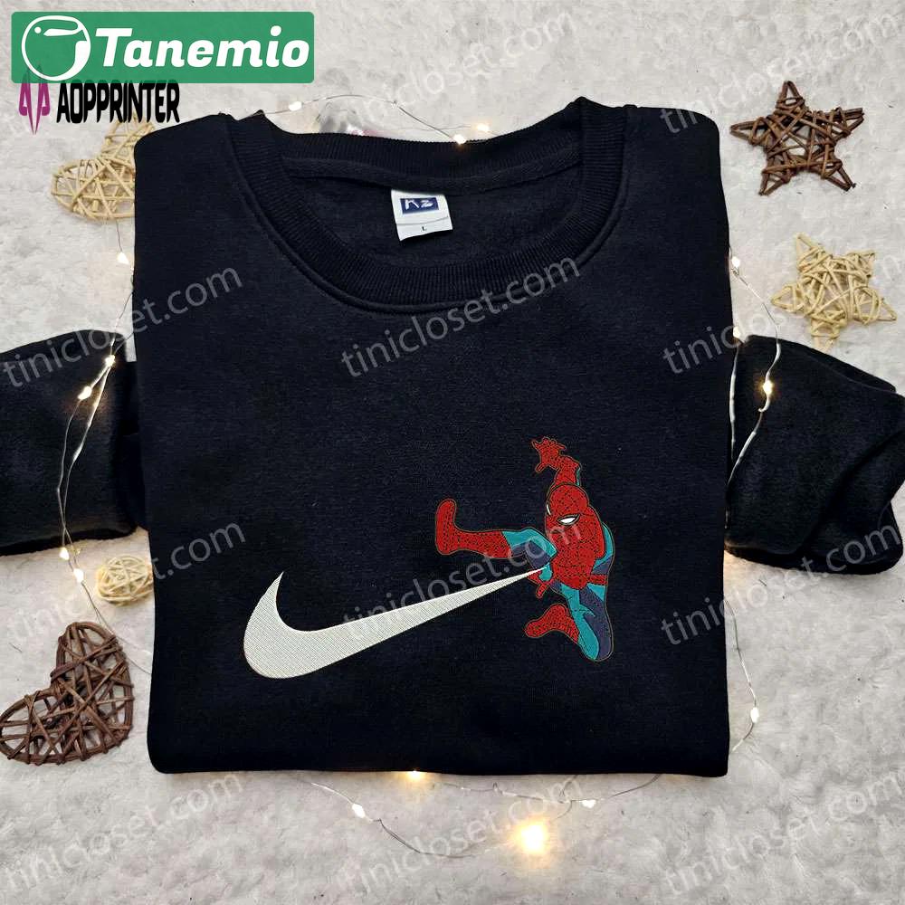Spider-man x swoosh movie embroidered shirt – marvel comics best gift for family Embroidered Shirt