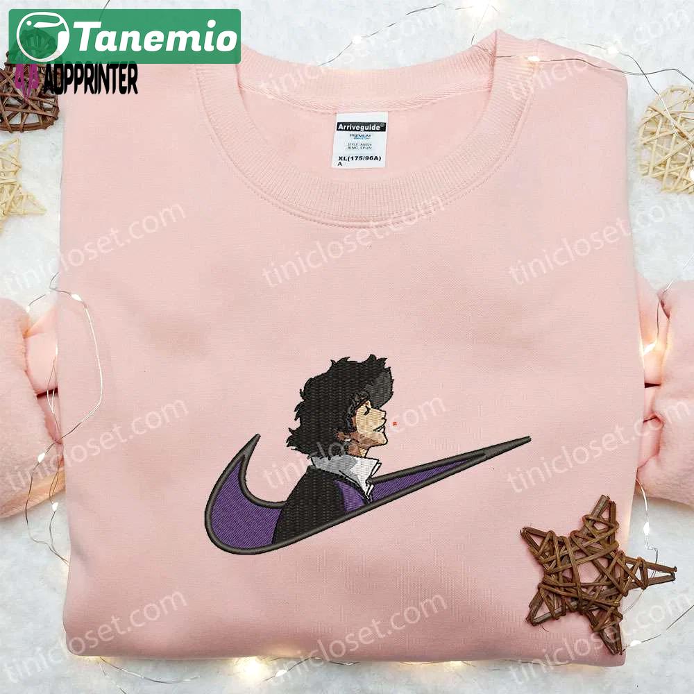 Spike spiegel x swoosh embroidered t-shirt & cowboy bebop anime hoodie: nike inspired sweatshirt Embroidered Shirt