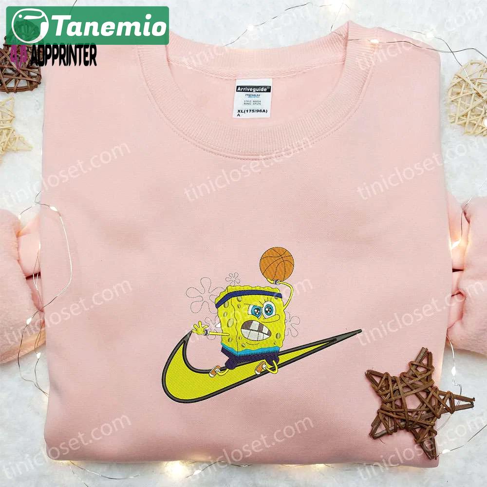 Spongebob basket x swoosh cartoon hoodie disney characters shirt – best family gift ideas Embroidered Shirt