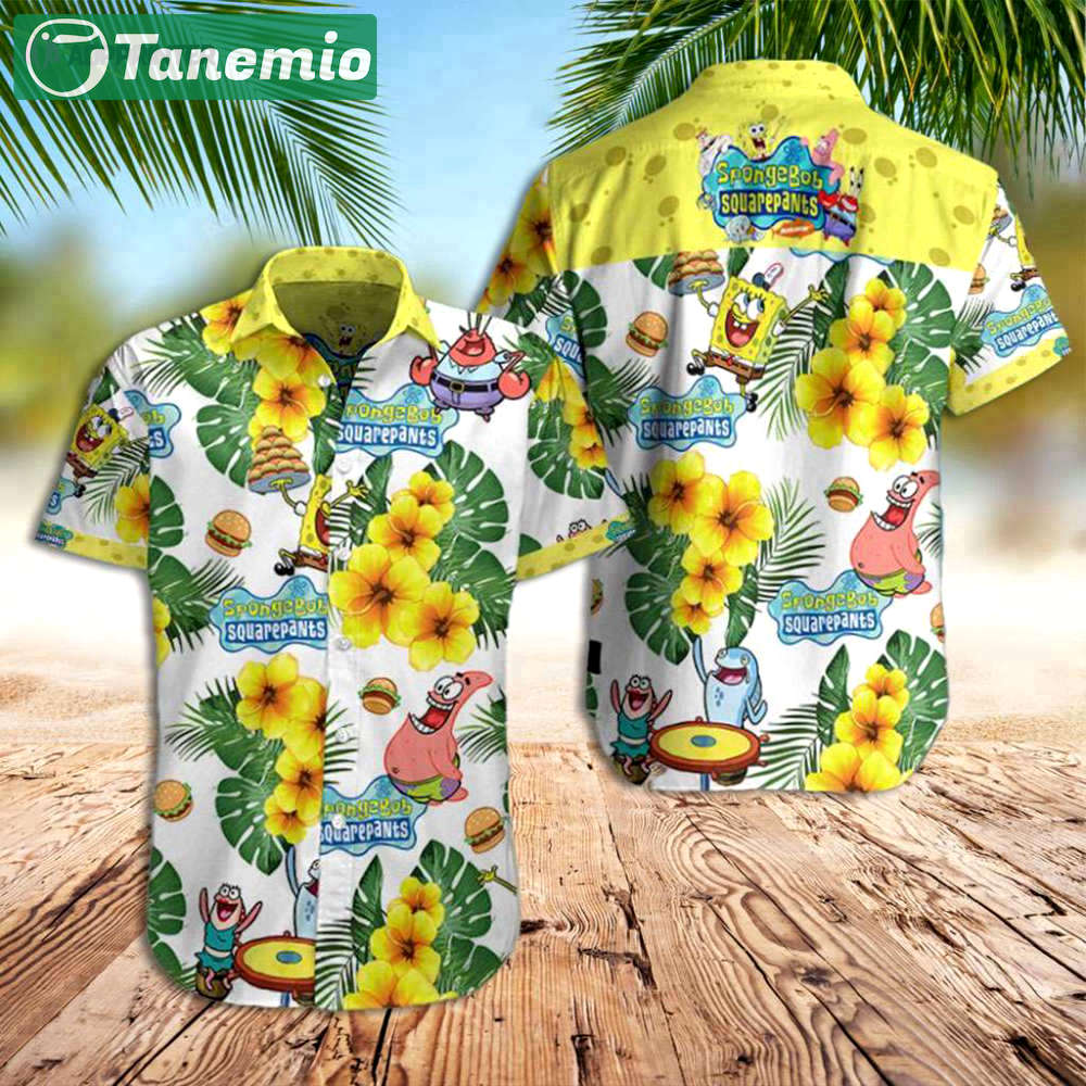 Spongebob hawaiian shirt: tropical flower & leaves – engaging & stylish Hawaii Shirt