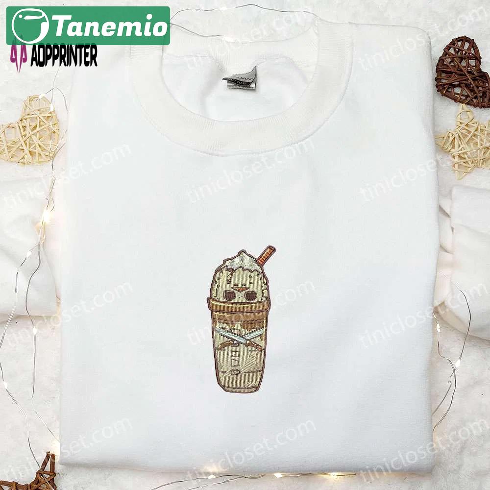 Spook-tacular horror latte embroidered shirt – perfect halloween gift for family Embroidered Shirt